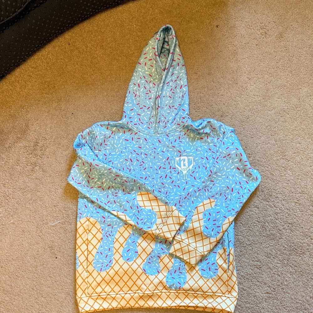 Kids Blue & Tan Ice Cream Cone Hoodie Sweatshirt